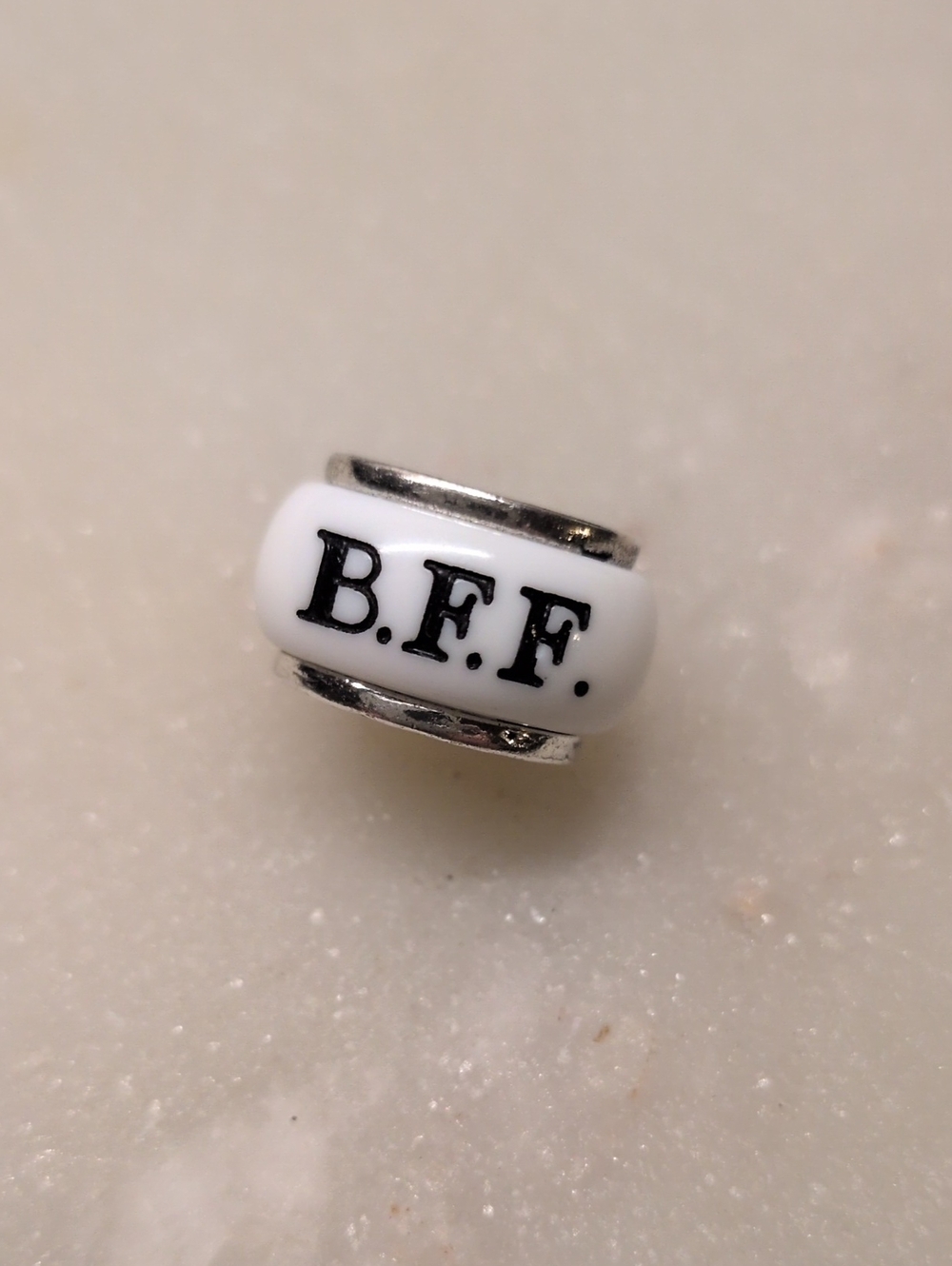 Brighton BFF Charm Bead White Enamel And Silver Finish